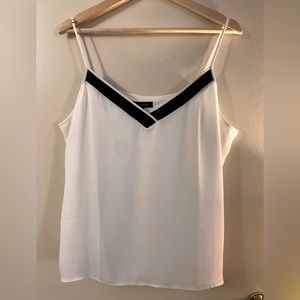 White cami with black collar in the front